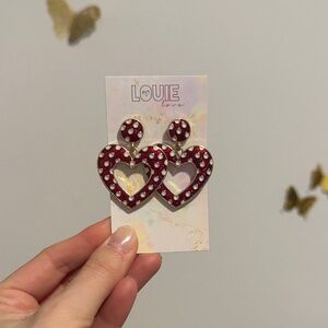 Valentines Red Polka Dot Heart Earrings